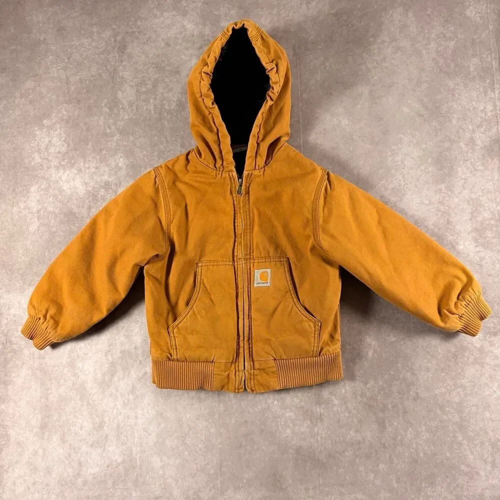 carhartt kids canvas quilted lined full zip jacket